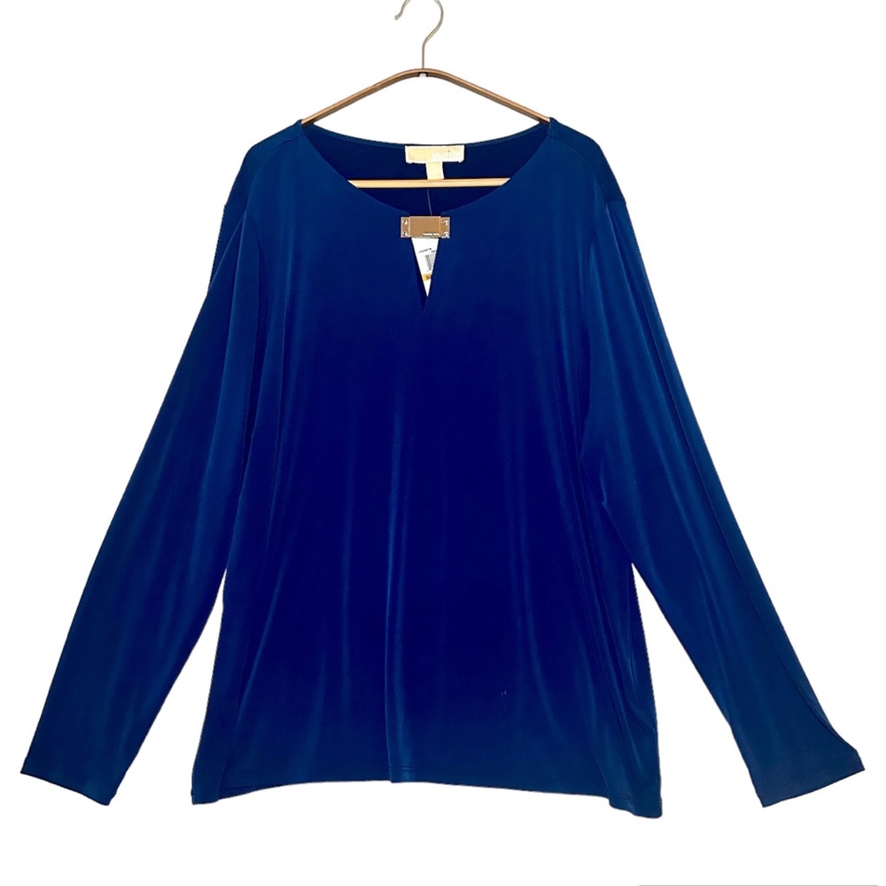 NWT Michael Kors Women’s Top Blouse Blue Long Sleeve Plus Size 3X